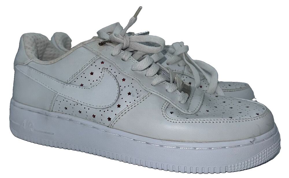 Nike Air Force 1 Low 2006 Star Perforated White Red 306353-116 Mens Size 10